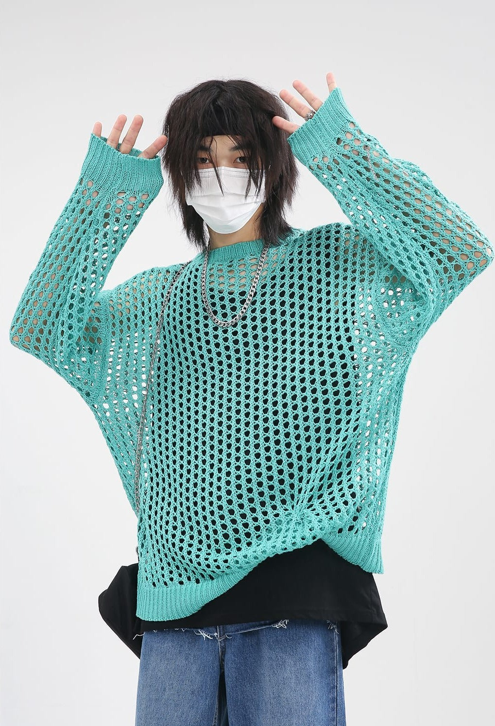 Mesh Knit Sweater - nightcity clothing