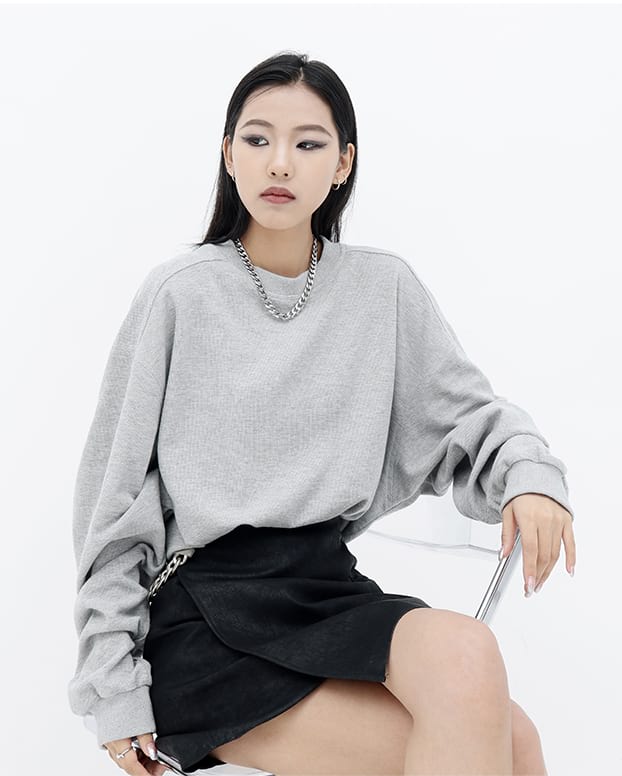 Oversized Waffle Textured Sweatshirt - nightcity clothing