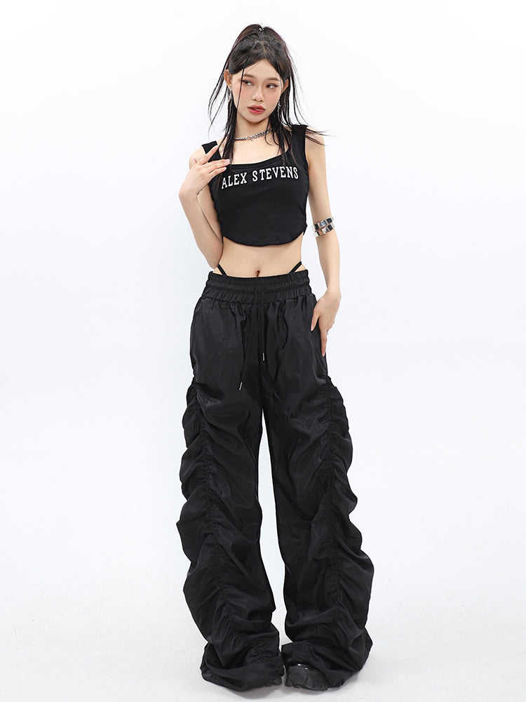 Ruched High-Waisted Jogger Pants - nightcity clothing