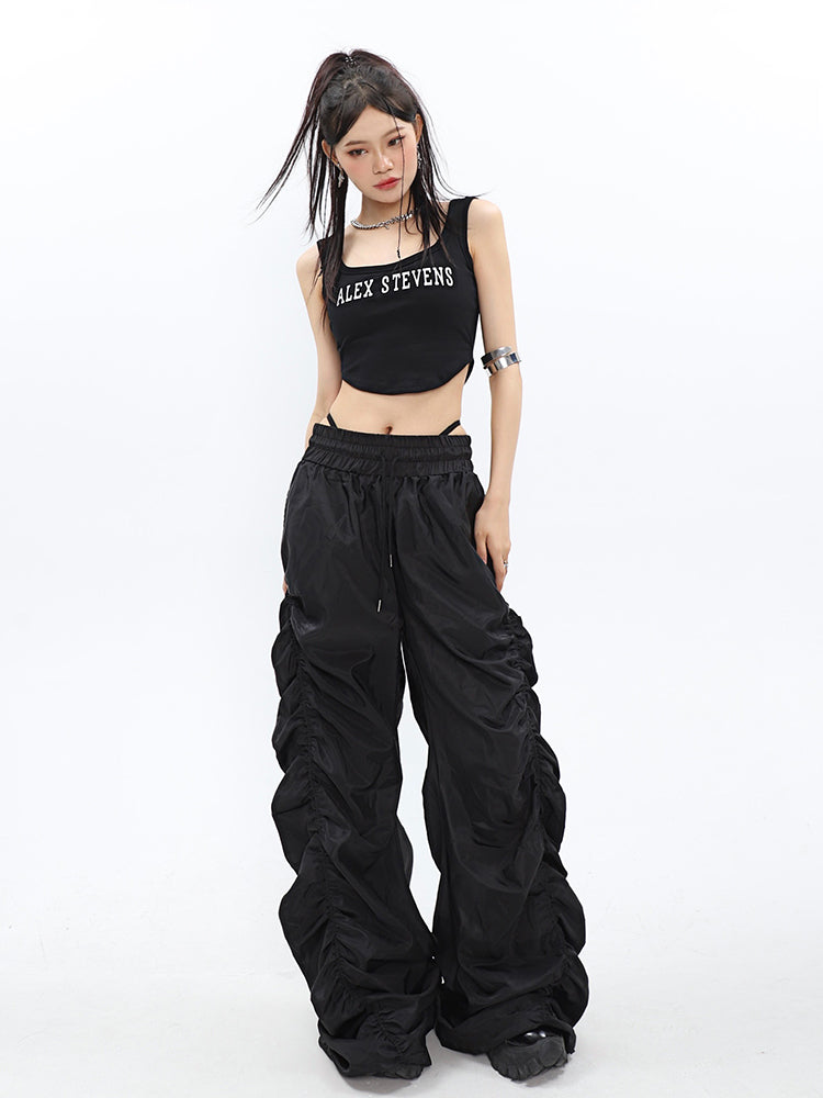 Ruched High-Waisted Jogger Pants - nightcity clothing