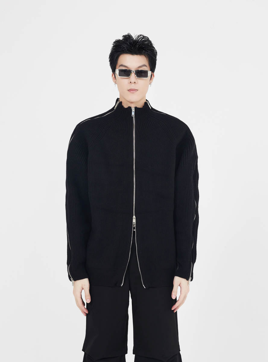 Multi-Zip Knit Jacket - nightcity clothing