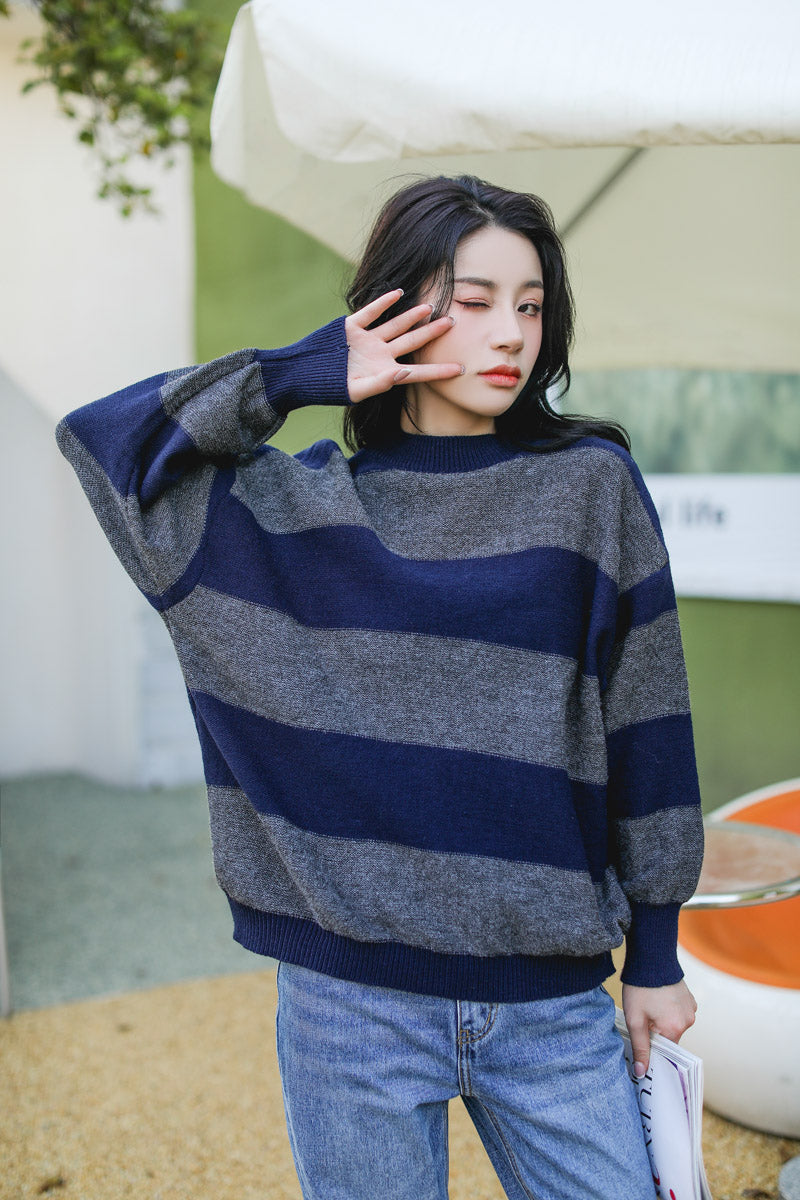 Drop Shoulder Striped Lightweight Sweater - nightcity clothing