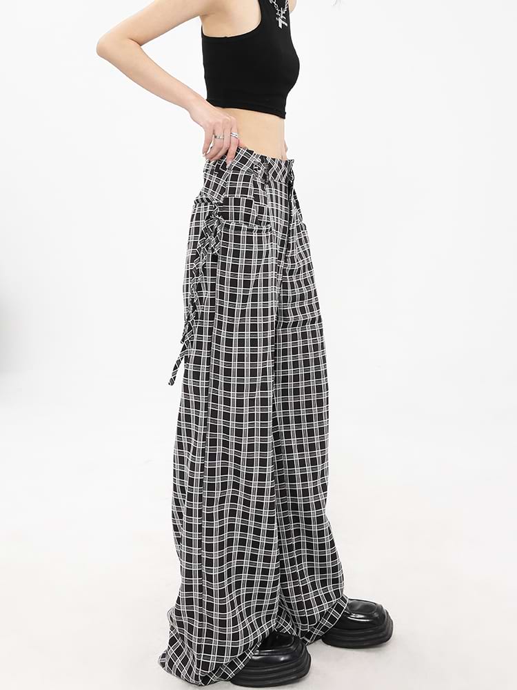 Plaid Wide Leg Pants