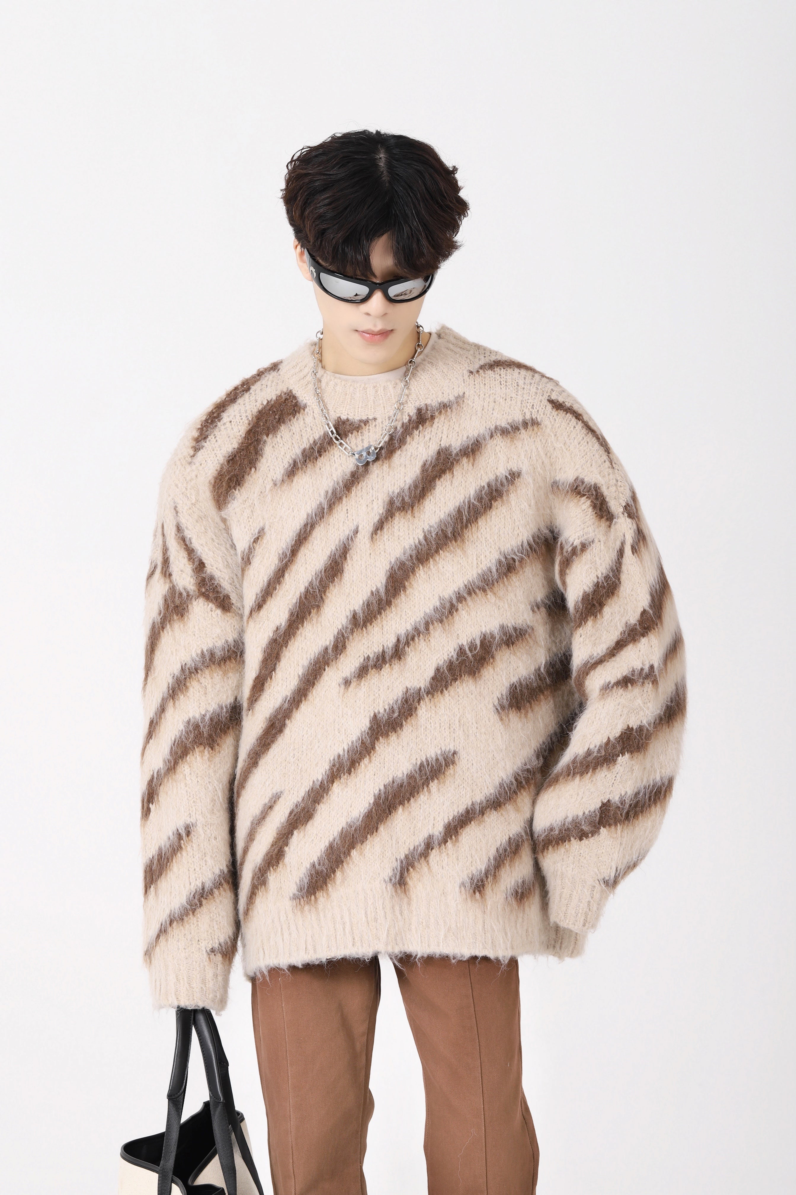 Zebra Print Fuzzy Sweater - nightcity clothing