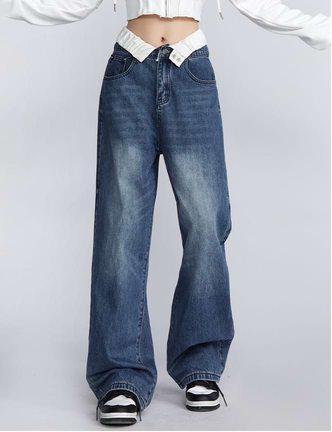 Fold-Over Waist Jeans