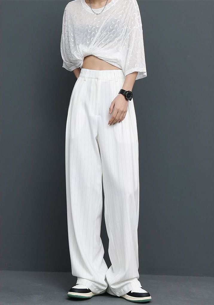 Wide Leg Pinstripe Pants - nightcity clothing