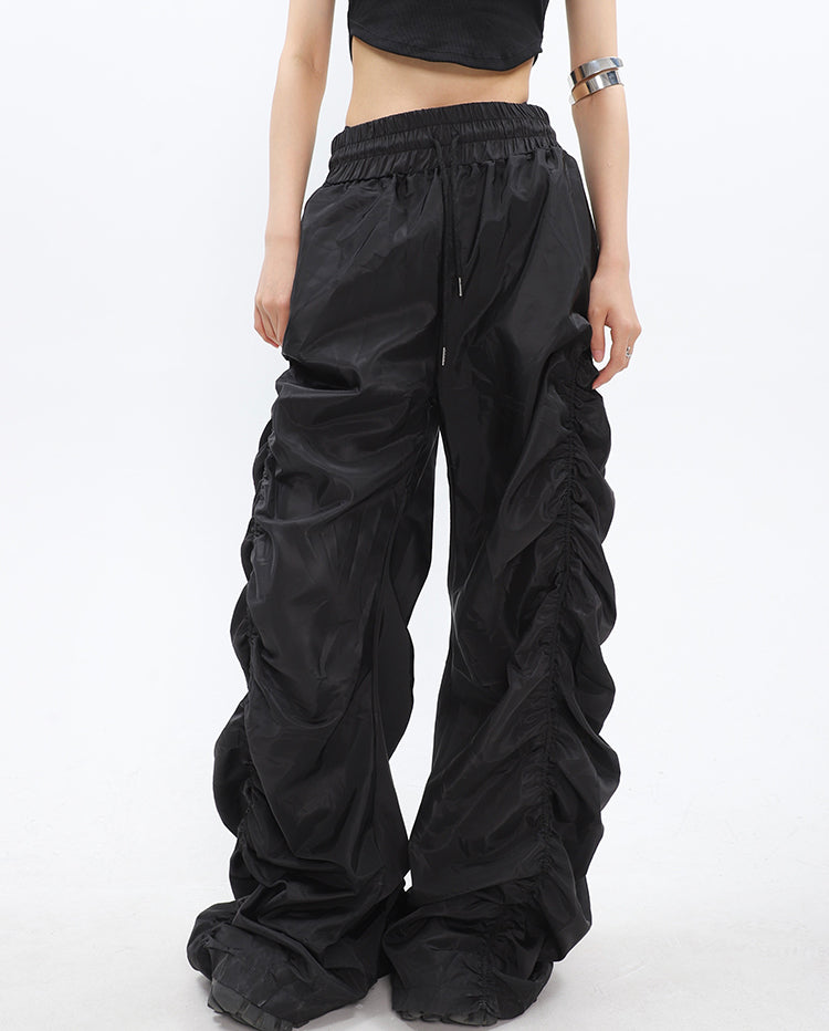 Ruched High-Waisted Jogger Pants - nightcity clothing