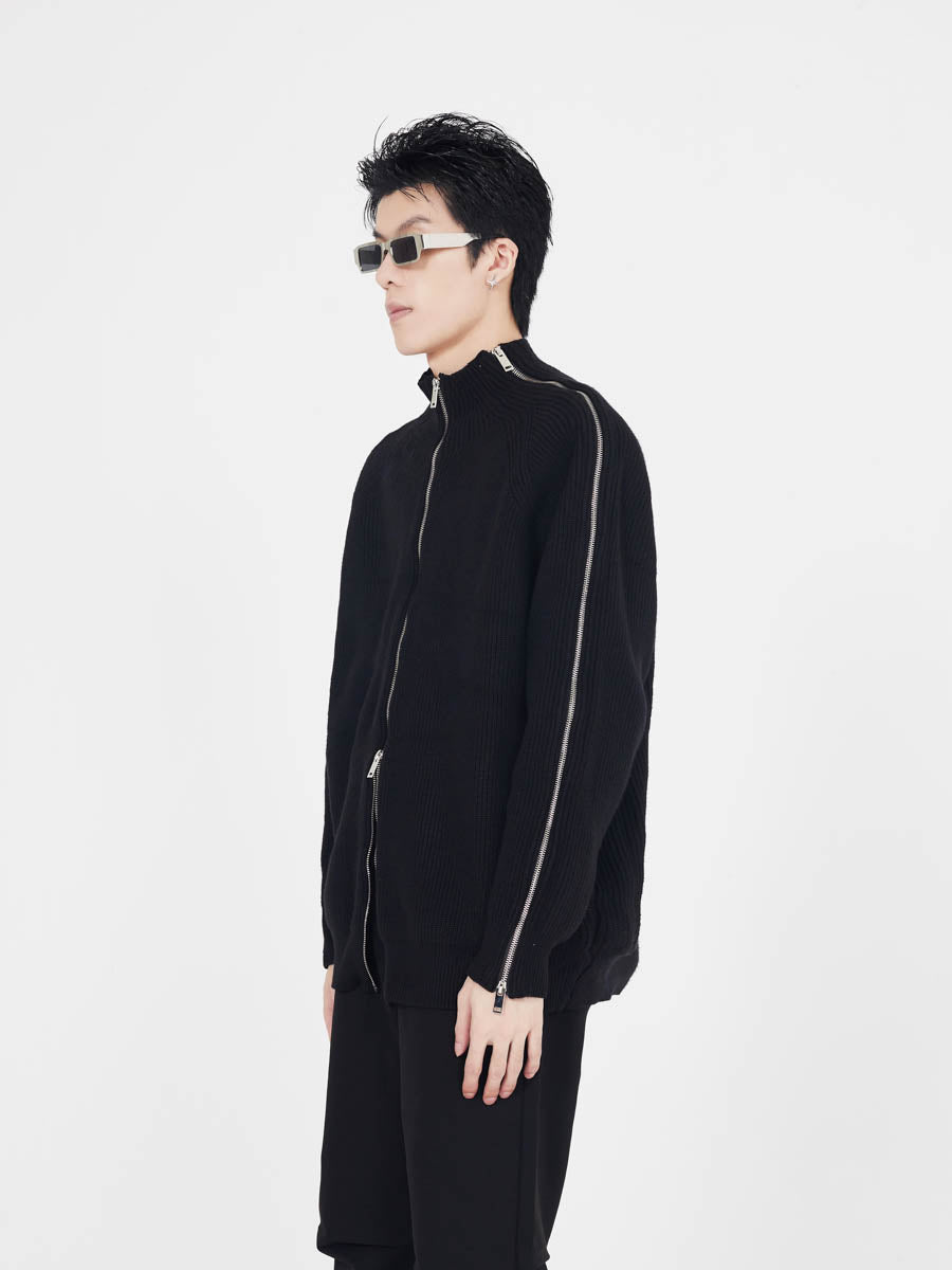 Multi-Zip Knit Jacket - nightcity clothing