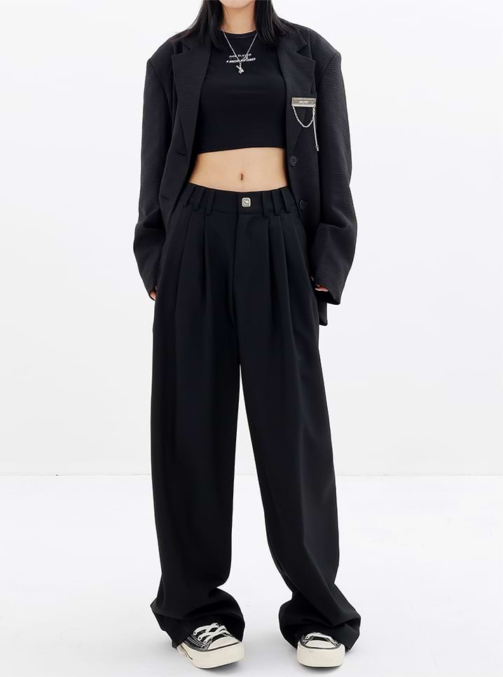 Wide Leg Multi-Pleated Pants - nightcity clothing