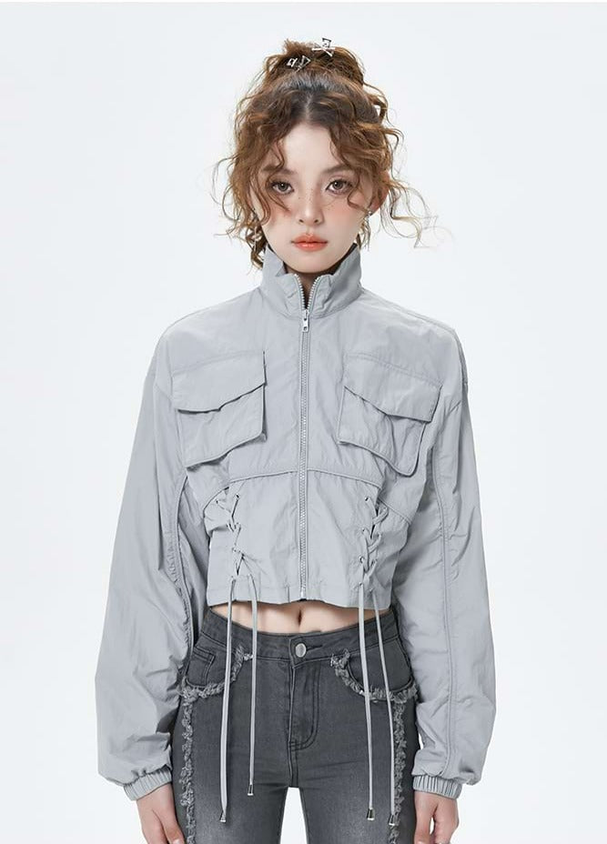 Cropped Zip Up Windbreaker