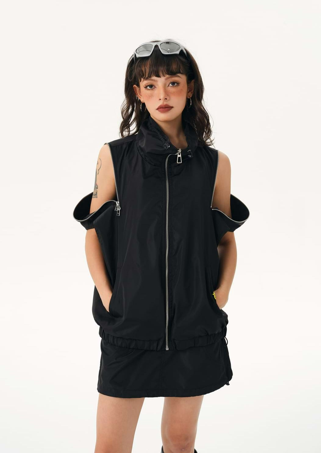 Fold Over Oversized Zip Vest