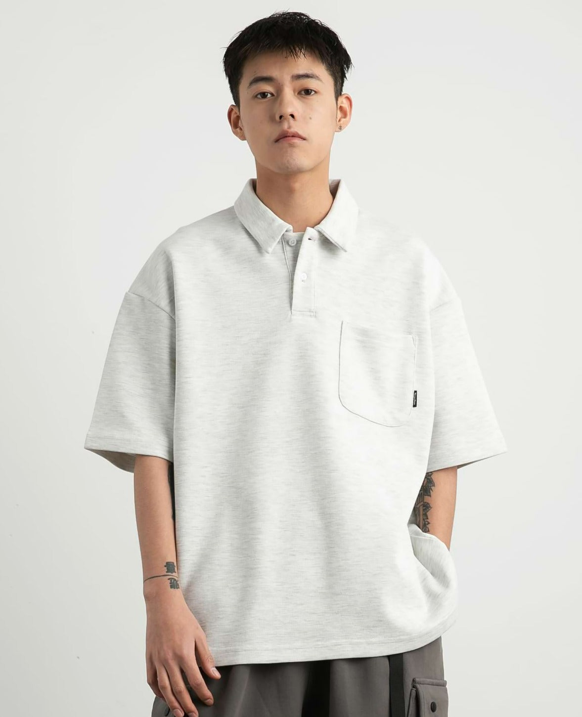 Oversized Polo Shirt with Pocket