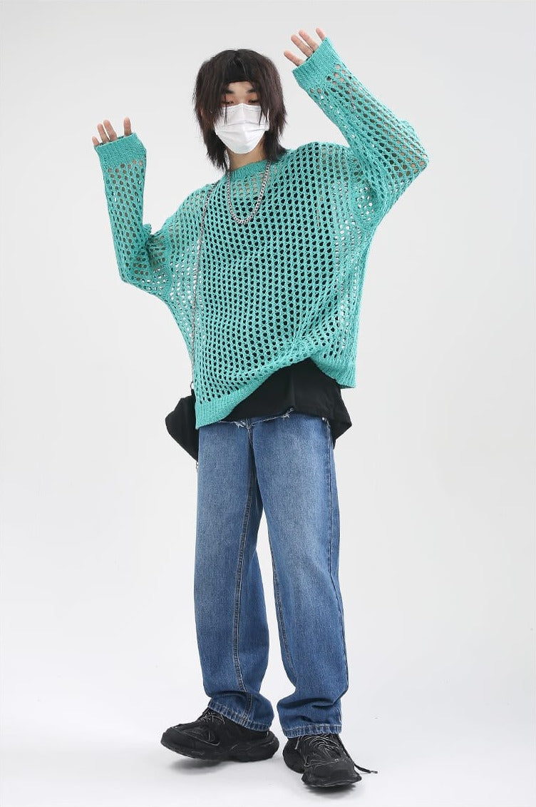 Mesh Knit Sweater - nightcity clothing