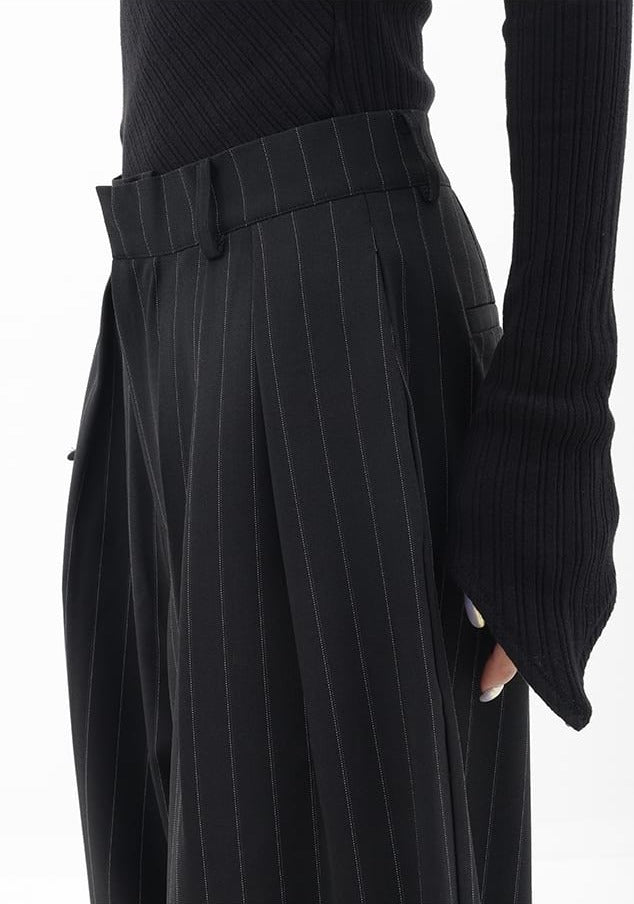 Wide Leg Pinstripe Pants - nightcity clothing