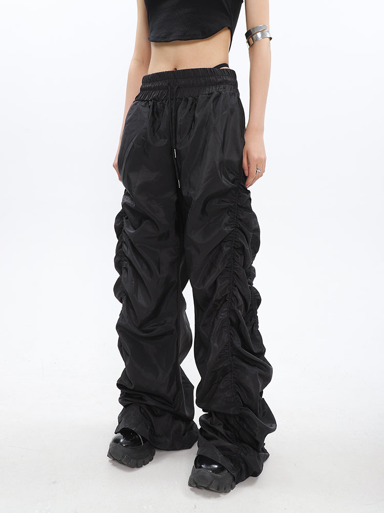 Ruched High-Waisted Jogger Pants - nightcity clothing