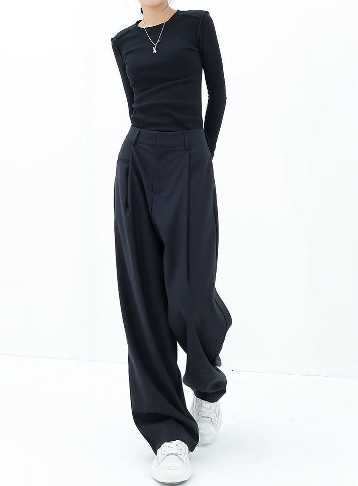 Pleated Straight Fit Pants - nightcity clothing