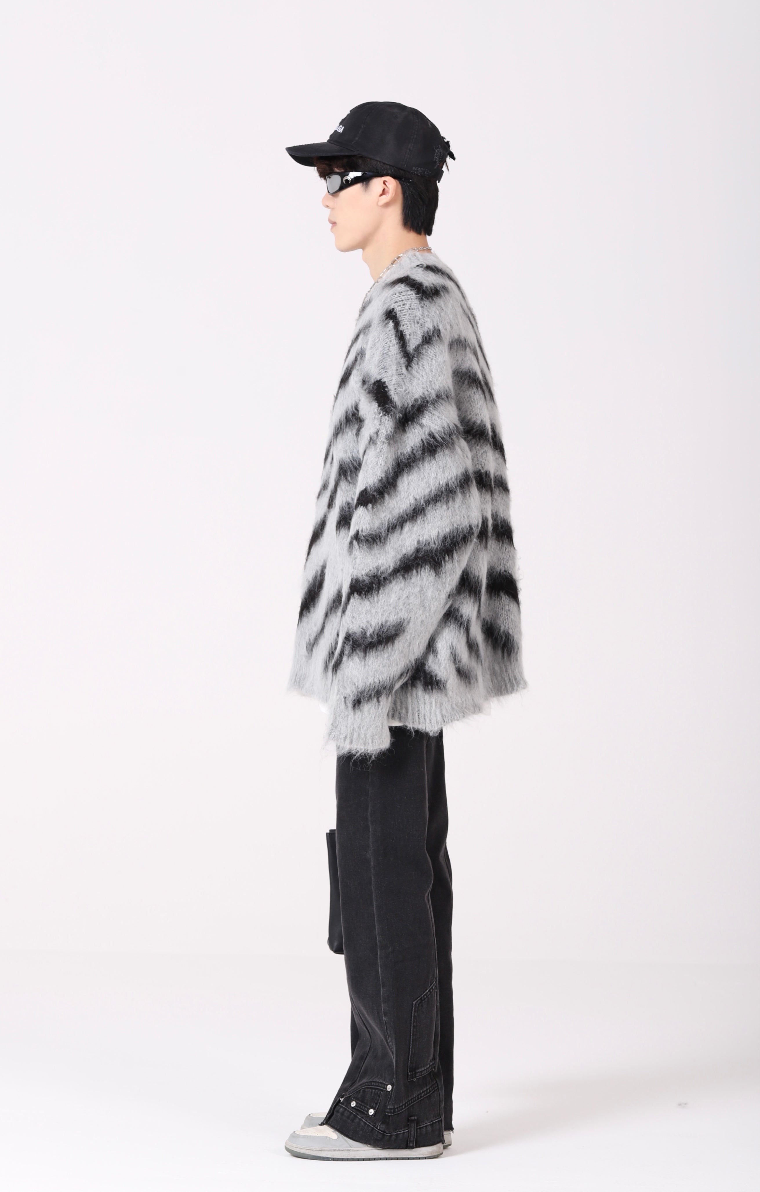 Zebra Print Fuzzy Sweater - nightcity clothing