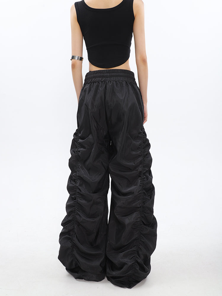 Ruched High-Waisted Jogger Pants - nightcity clothing