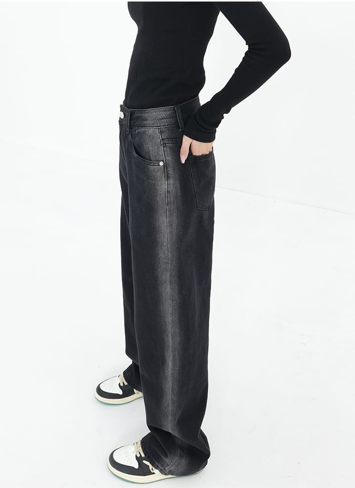 Faded Side Stripe Straight Jeans - nightcity clothing