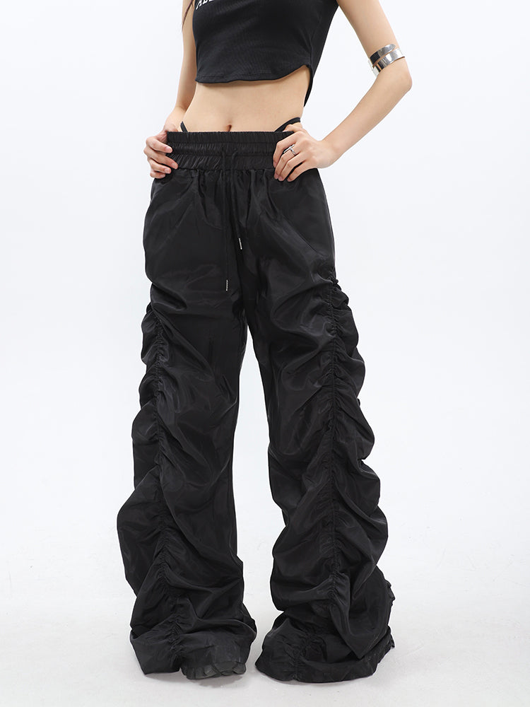 Ruched High-Waisted Jogger Pants - nightcity clothing