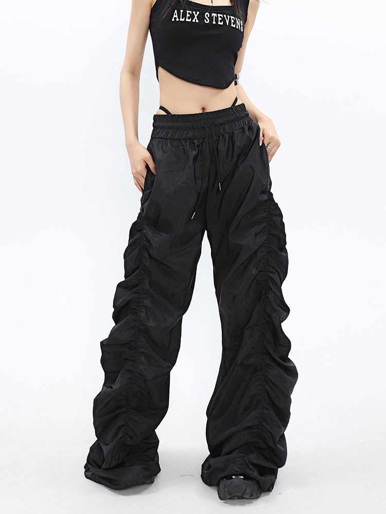 Ruched High-Waisted Jogger Pants - nightcity clothing