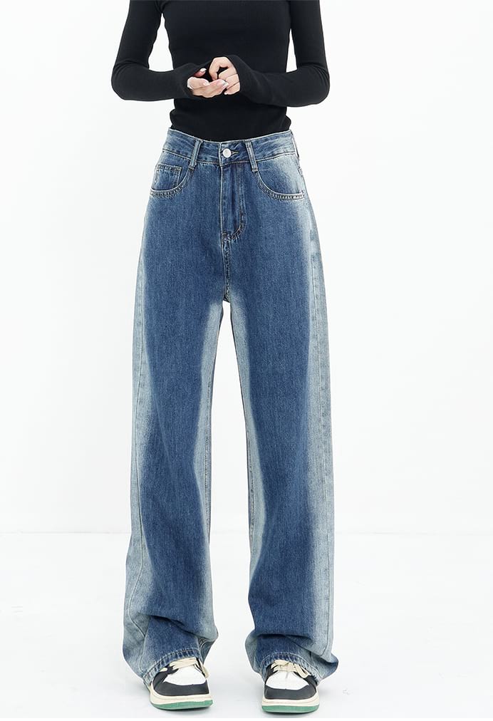 Faded Side Stripe Straight Jeans - nightcity clothing