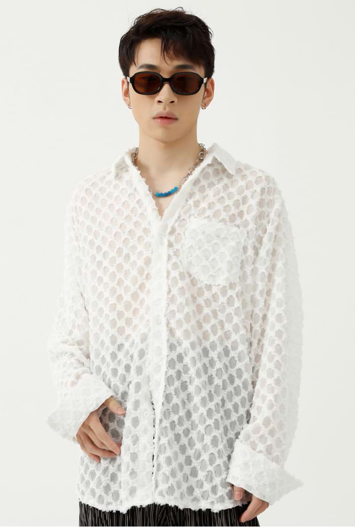 Checker Sheer Translucent Shirt - nightcity clothing