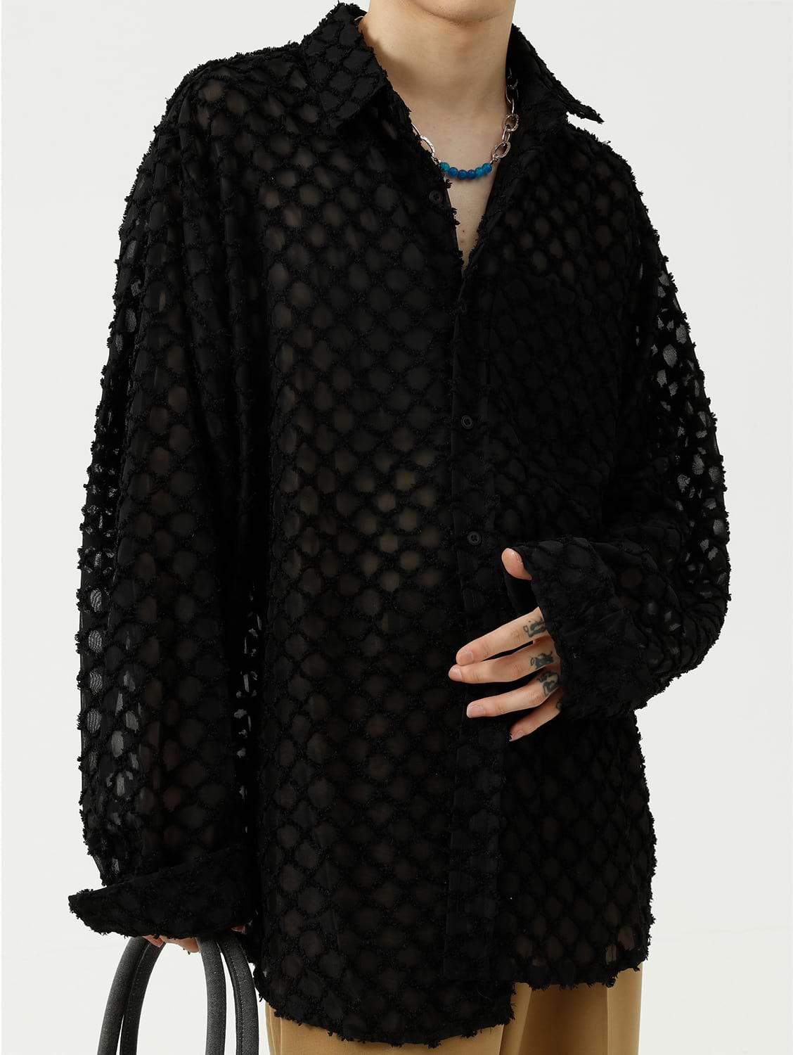 Checker Sheer Translucent Shirt - nightcity clothing