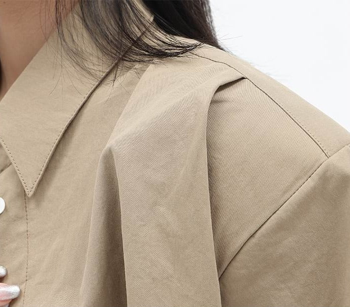 Boxy Cropped Button Shirt - nightcity clothing