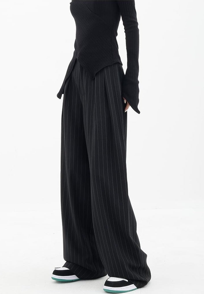 Wide Leg Pinstripe Pants - nightcity clothing