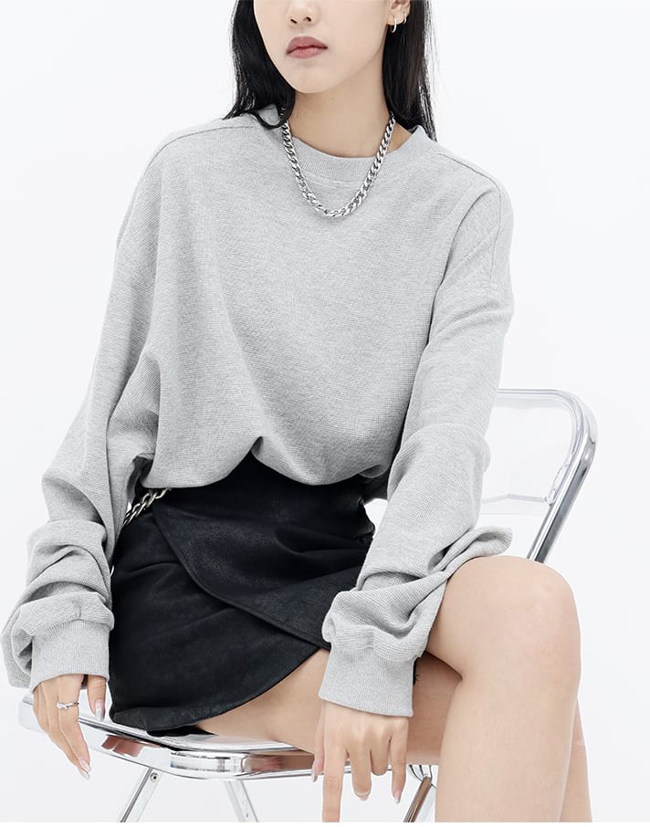 Oversized Waffle Textured Sweatshirt - nightcity clothing