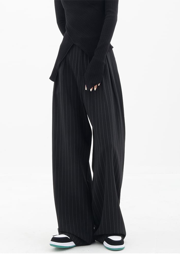 Wide Leg Pinstripe Pants - nightcity clothing