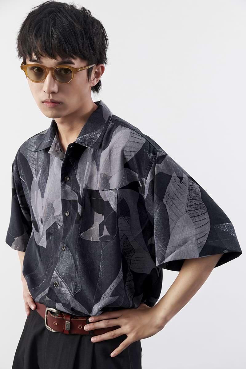 Vintage Leaf Print Button Shirt