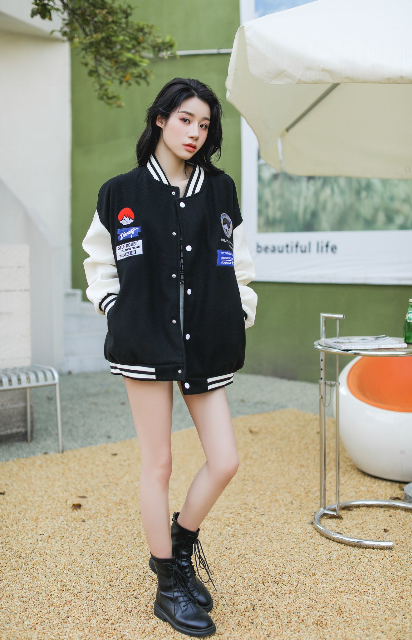 Oversized Vintage Graphic Baseball Jacket - nightcity clothing