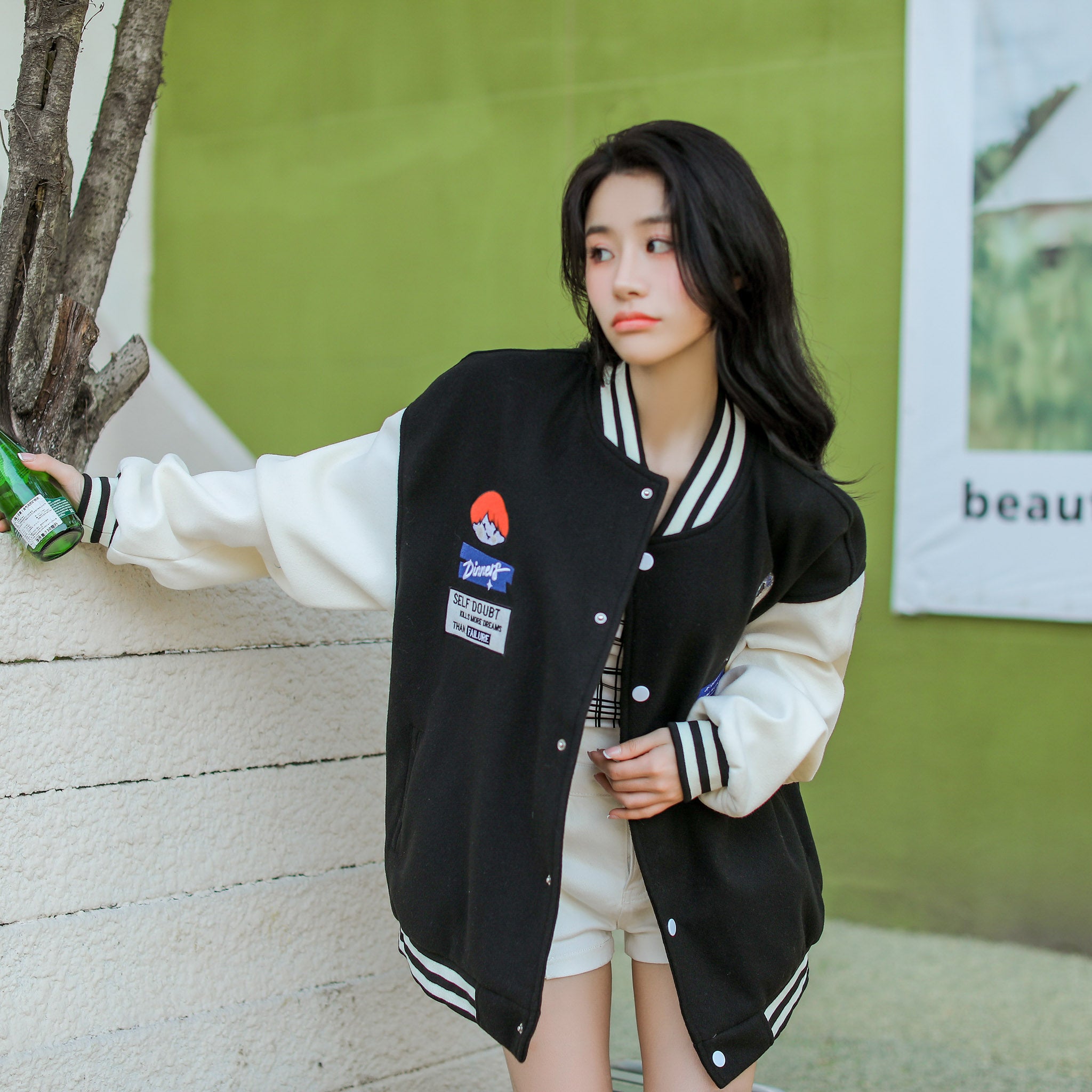 Oversized Vintage Graphic Baseball Jacket - nightcity clothing