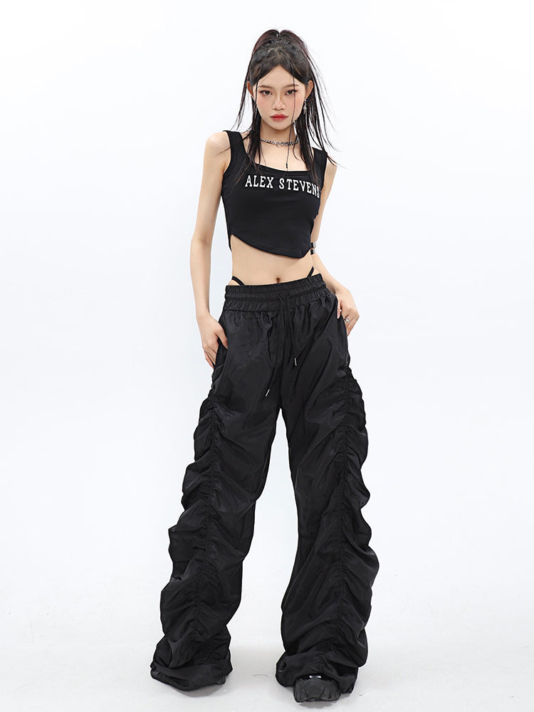 Ruched High-Waisted Jogger Pants - nightcity clothing