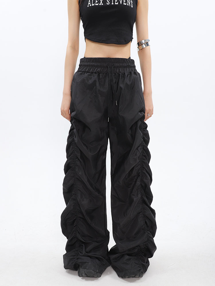 Ruched High-Waisted Jogger Pants - nightcity clothing