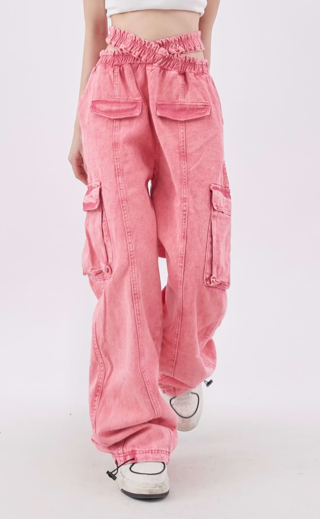 Criss-cross Waist Cargo Pants