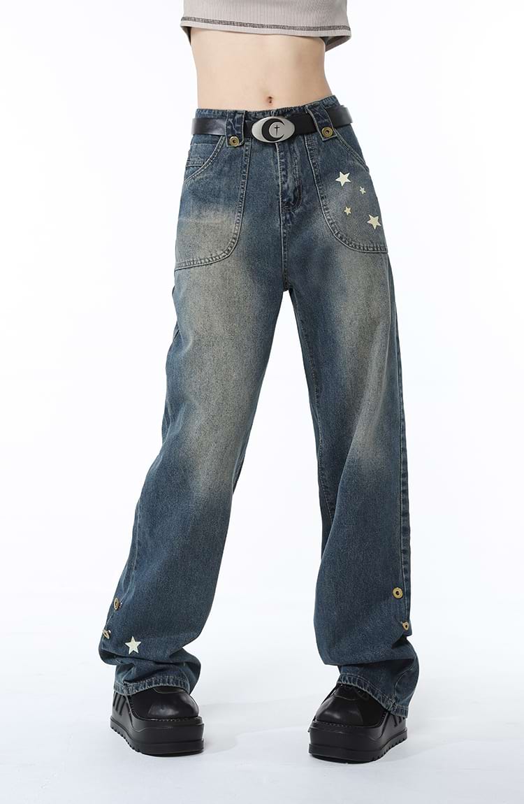 Star Wide Faded Jeans