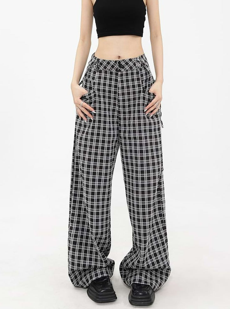 Plaid Wide Leg Pants