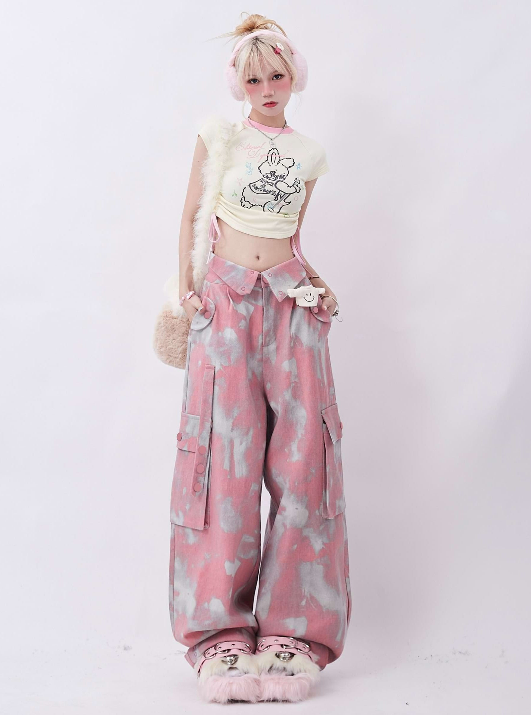 Fold-Over Waist Tie-Dye Pants