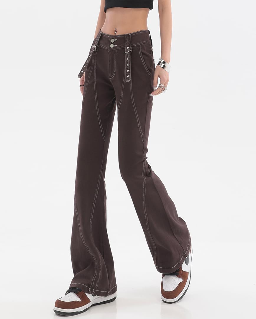 Contrast Stitch Wide Leg Jeans