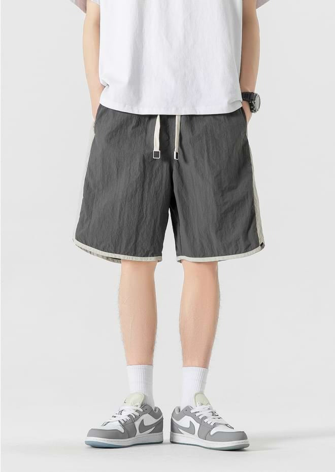 Color Block Elastic Waist Track Shorts