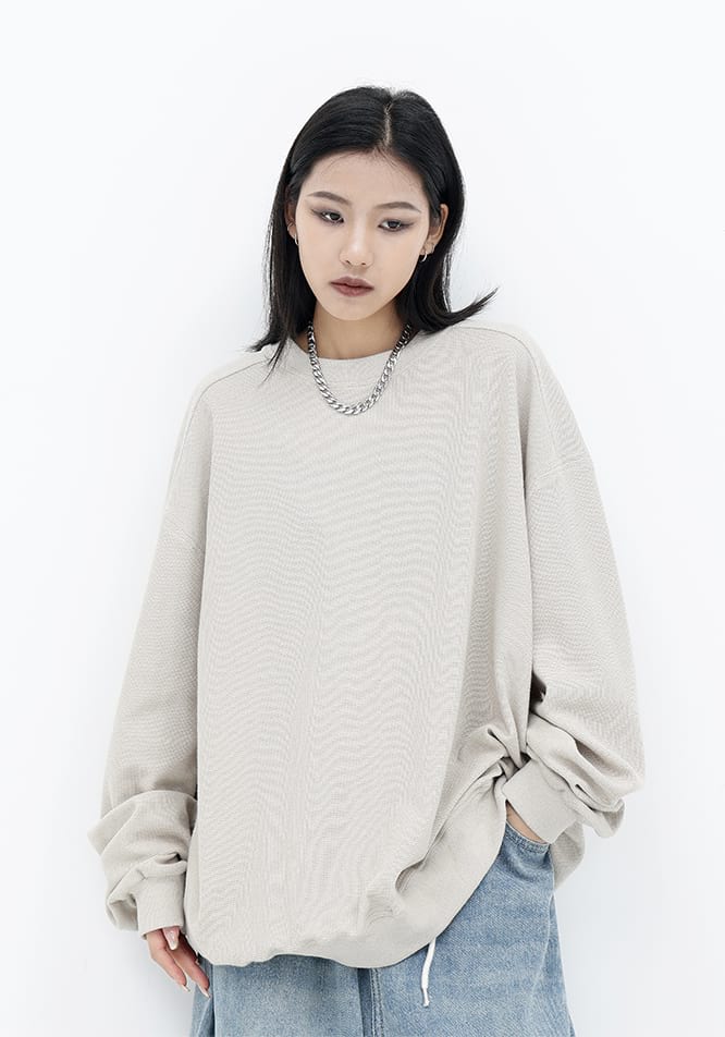 Oversized Waffle Textured Sweatshirt - nightcity clothing