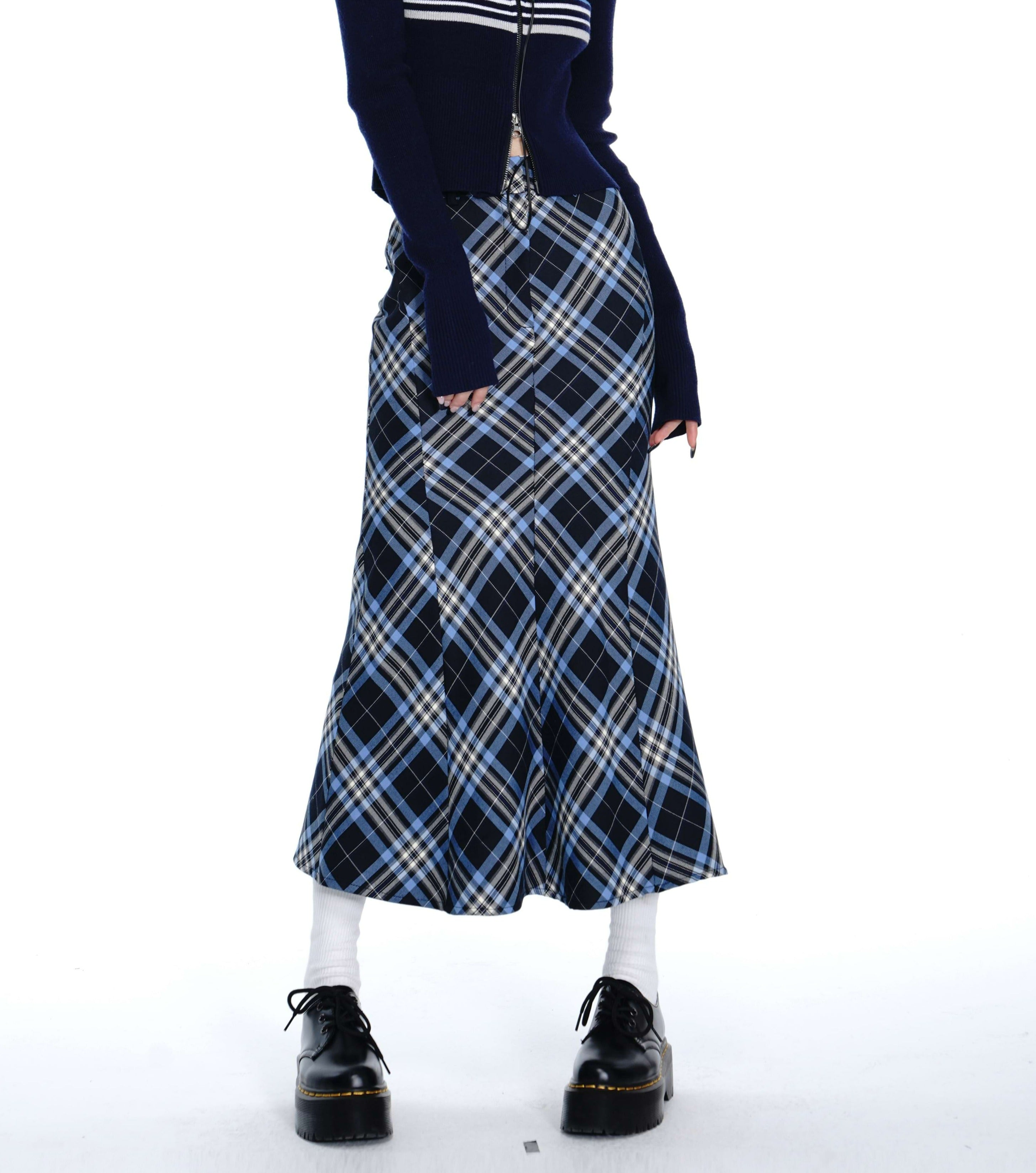 Plaid Serpentina Midi Skirt