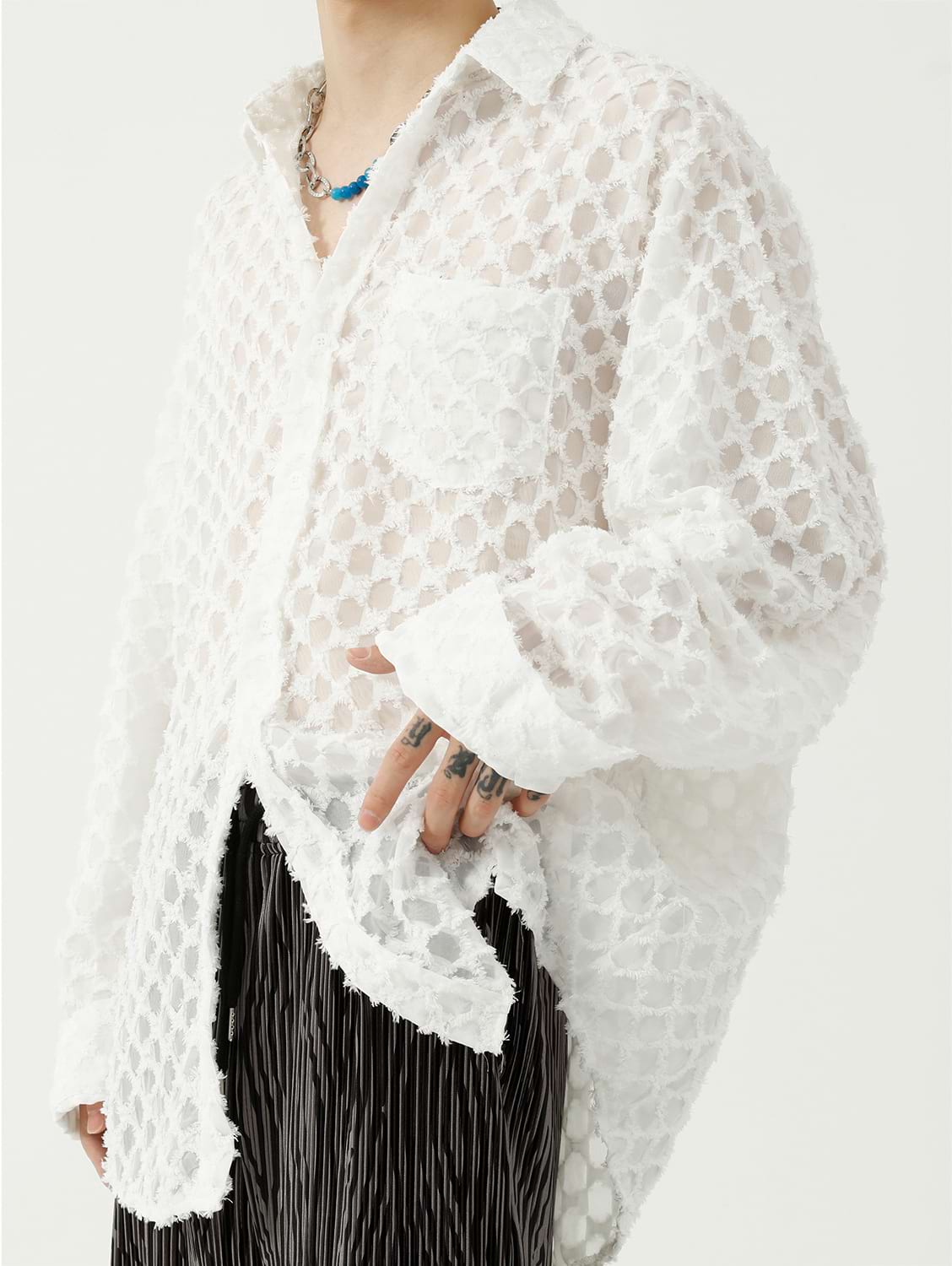 Checker Sheer Translucent Shirt - nightcity clothing