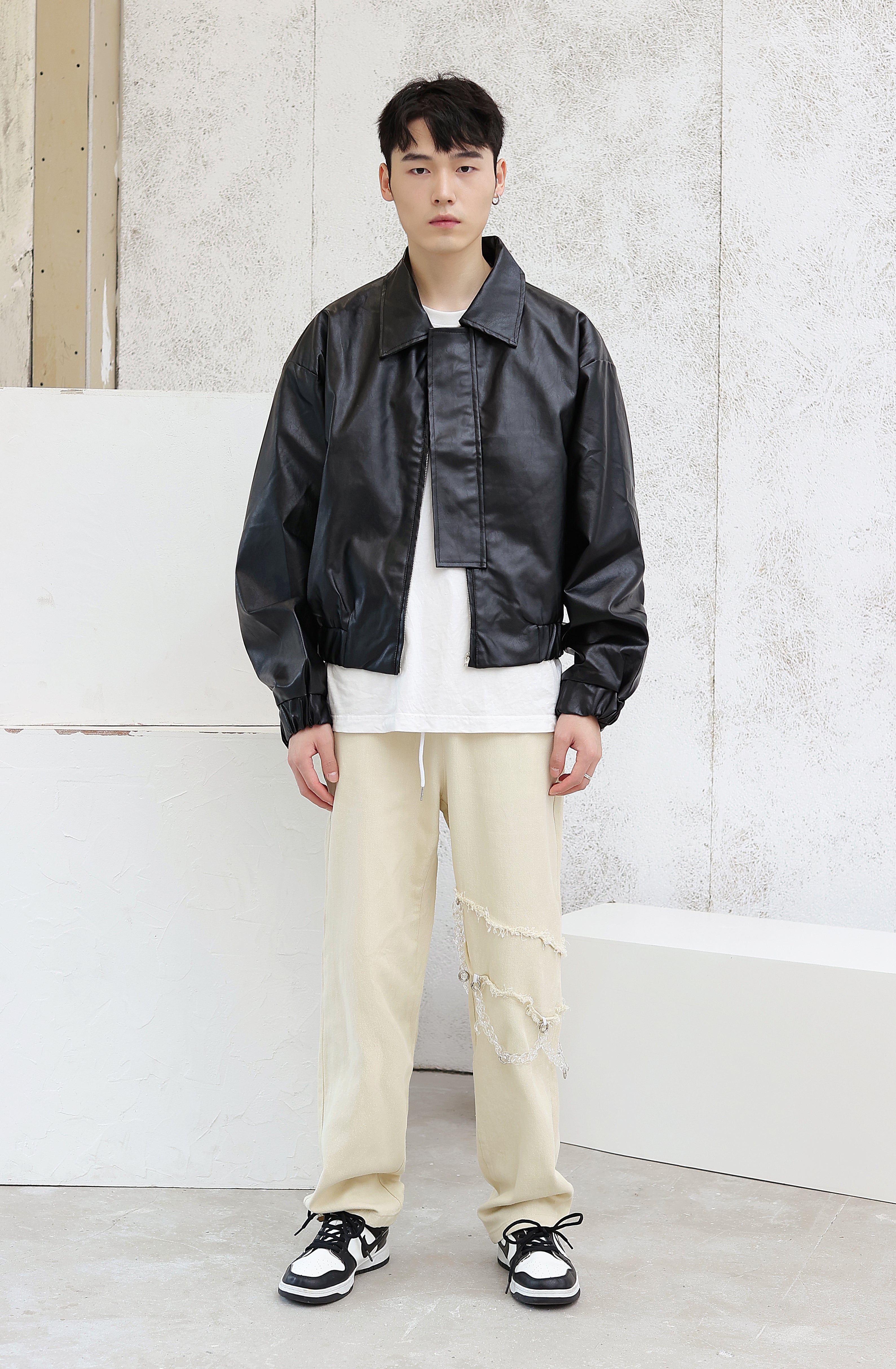 Oversized Faux Leather Flight Bomber Jacket - nightcity clothing