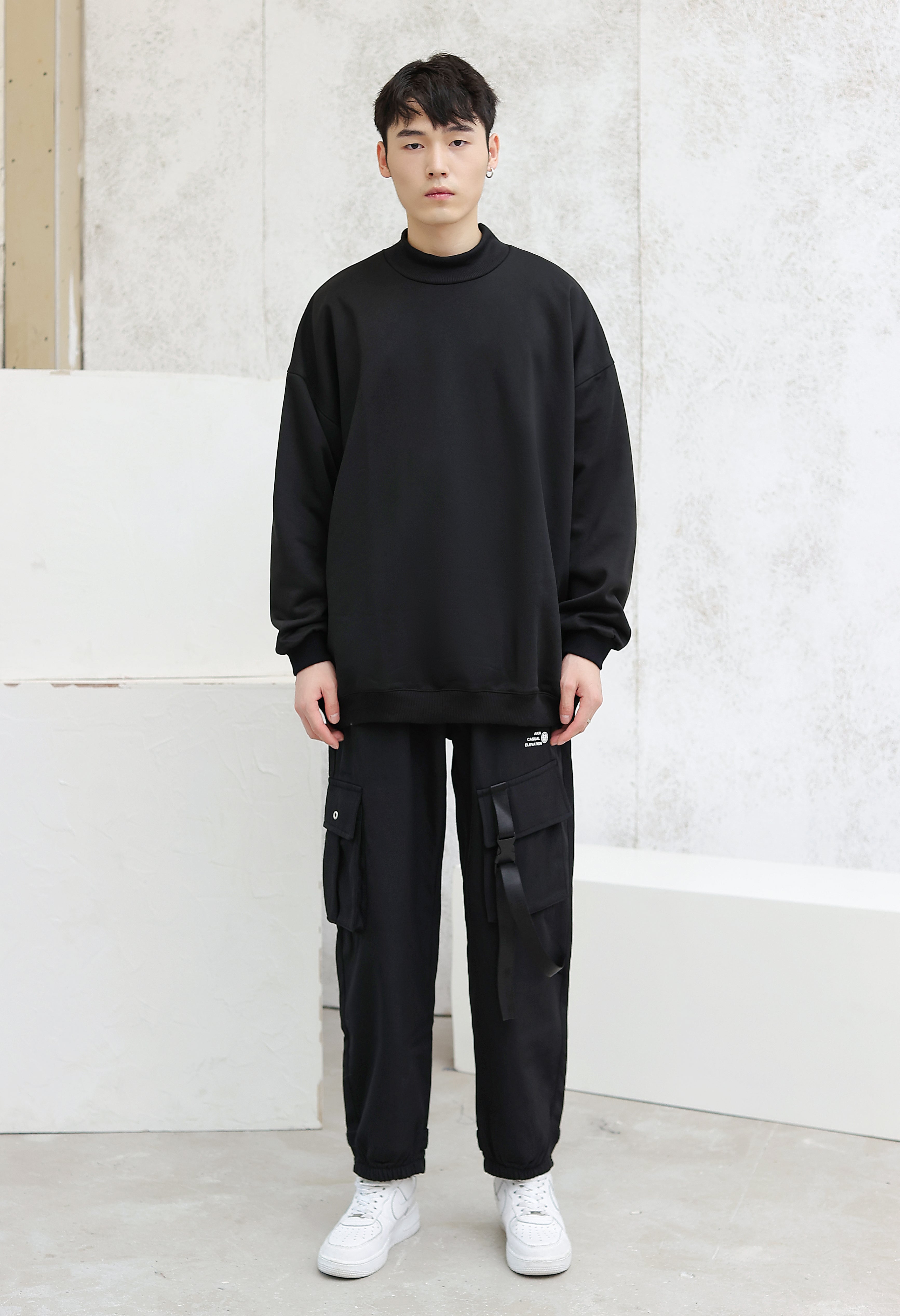 Semi-Turtleneck Oversized Sweatshirt - nightcity clothing