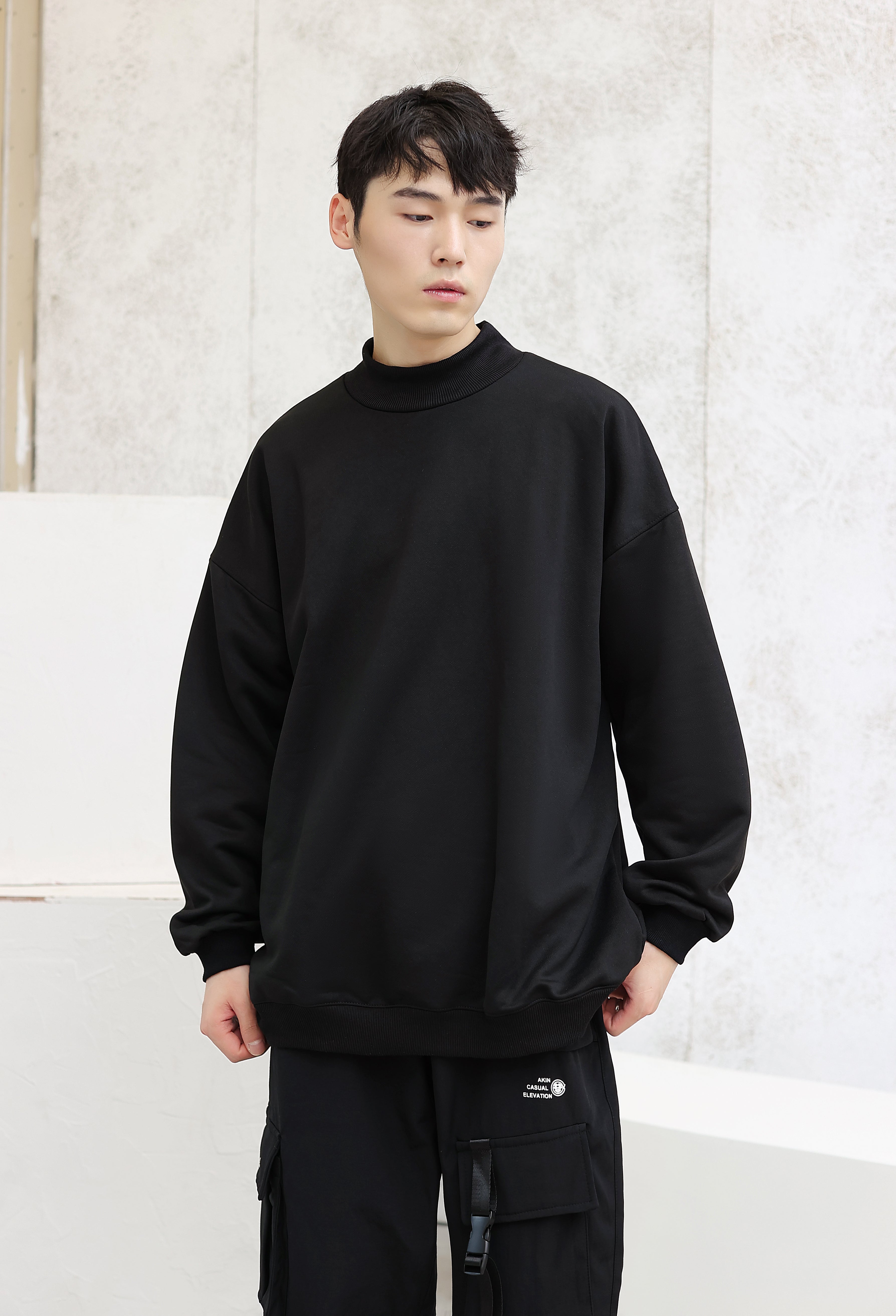 Semi-Turtleneck Oversized Sweatshirt - nightcity clothing