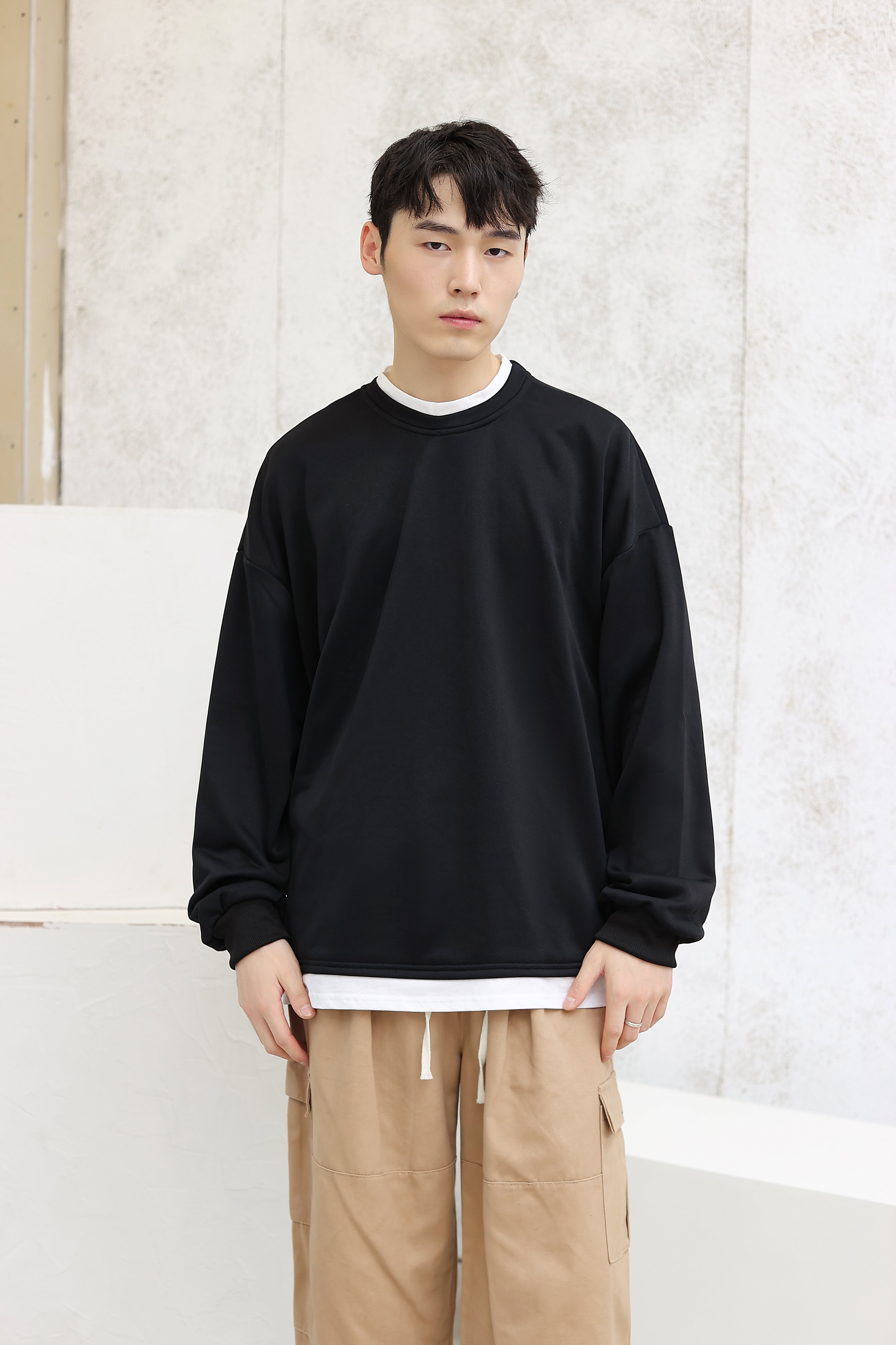 Oversized Mock Two-Piece Long-Sleeve Tee - nightcity clothing